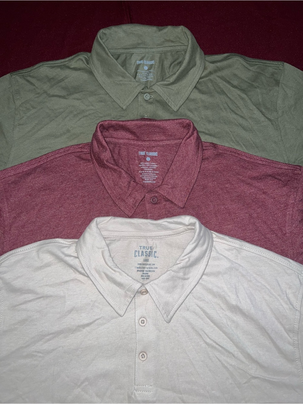 True Classic Polo Shirt - Olive, Maroon, Cream